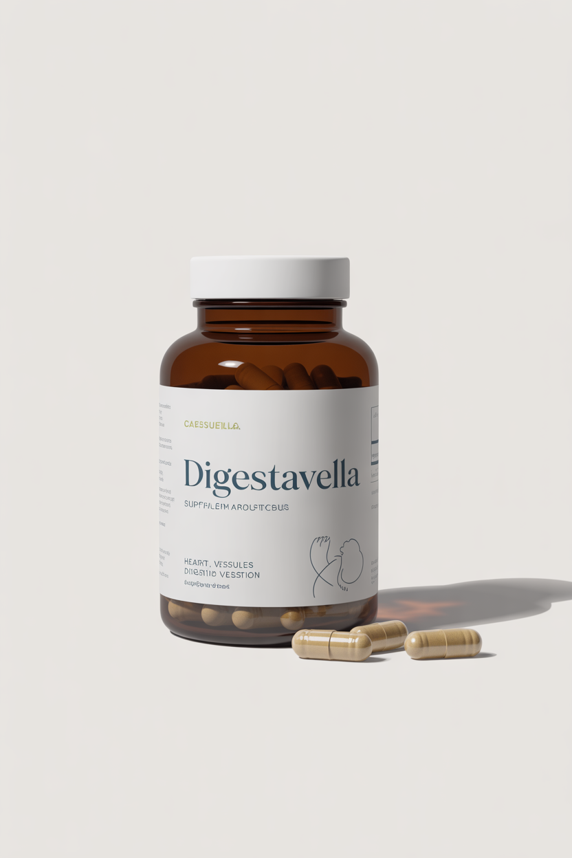 Digestavella supplement bottle with capsules for heart, vessels and digestion support